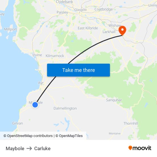 Maybole to Carluke map