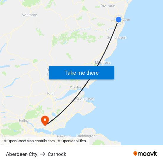 Aberdeen City to Carnock map