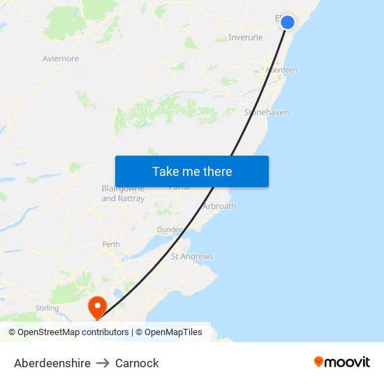 Aberdeenshire to Carnock map