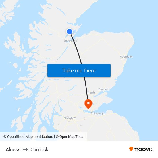 Alness to Carnock map