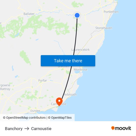 Banchory to Carnoustie map