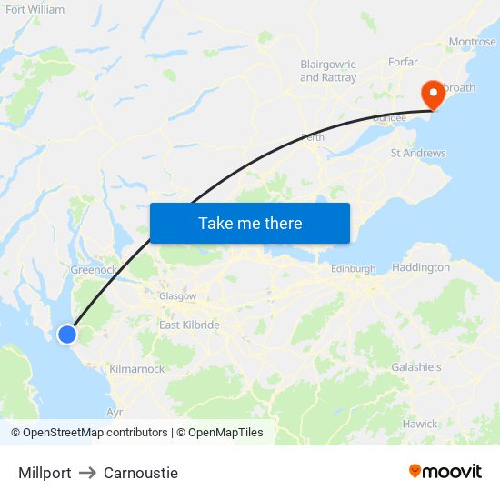 Millport to Carnoustie map