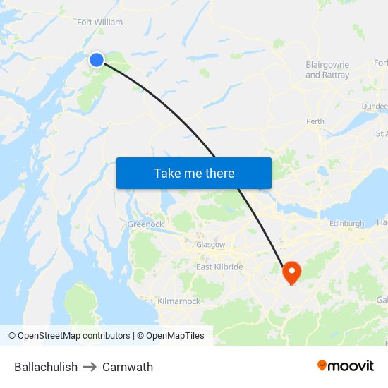 Ballachulish to Carnwath map