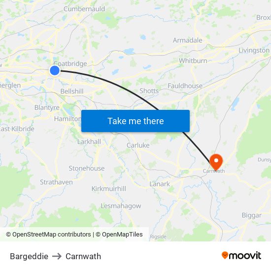 Bargeddie to Carnwath map