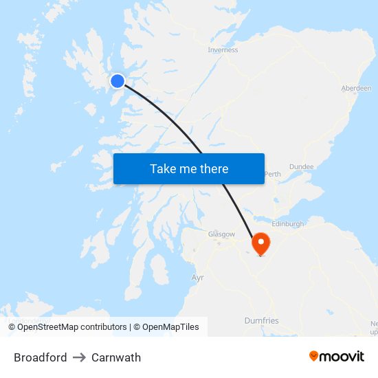 Broadford to Carnwath map