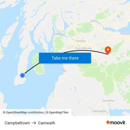 Campbeltown to Carnwath map