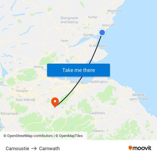 Carnoustie to Carnwath map