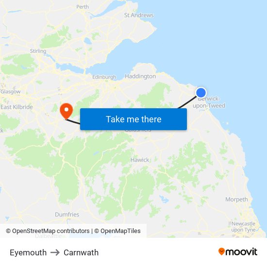 Eyemouth to Carnwath map