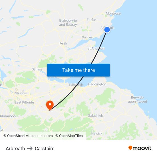 Arbroath to Carstairs map