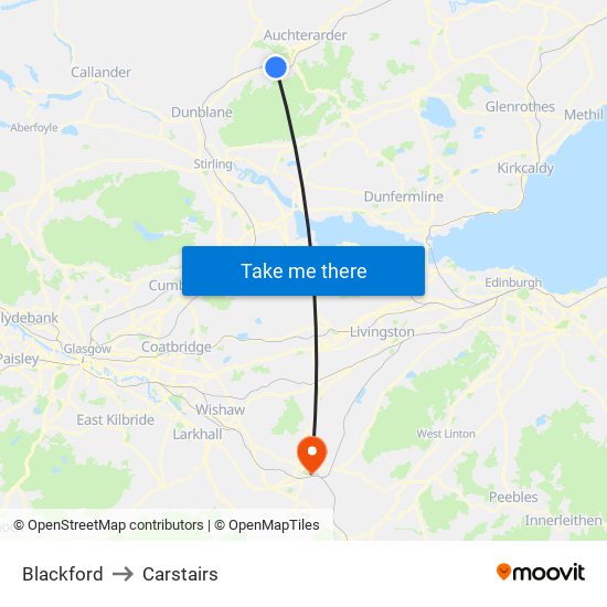 Blackford to Carstairs map