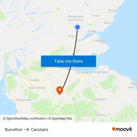 Burrelton to Carstairs map