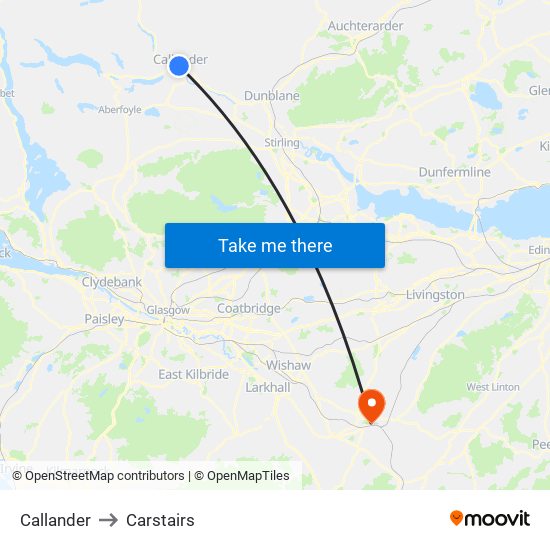 Callander to Carstairs map