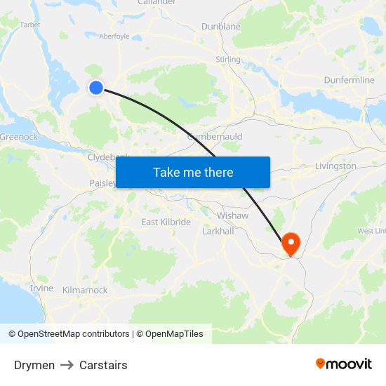 Drymen to Carstairs map