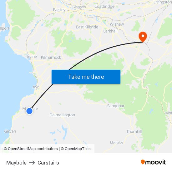 Maybole to Carstairs map