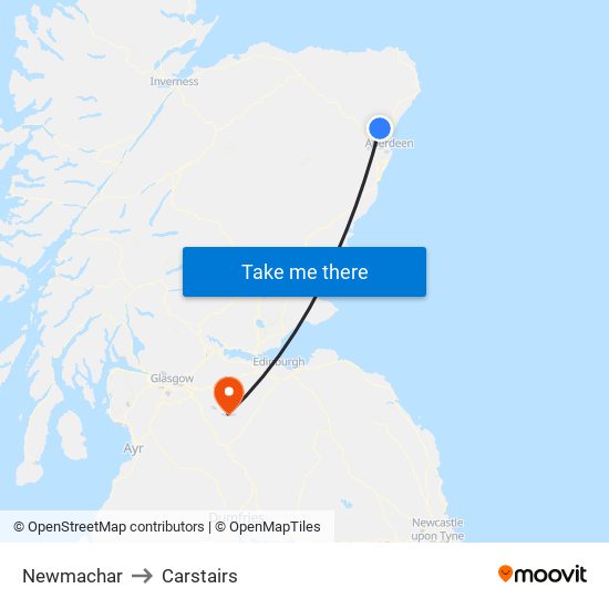 Newmachar to Carstairs map