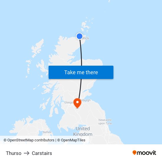 Thurso to Carstairs map