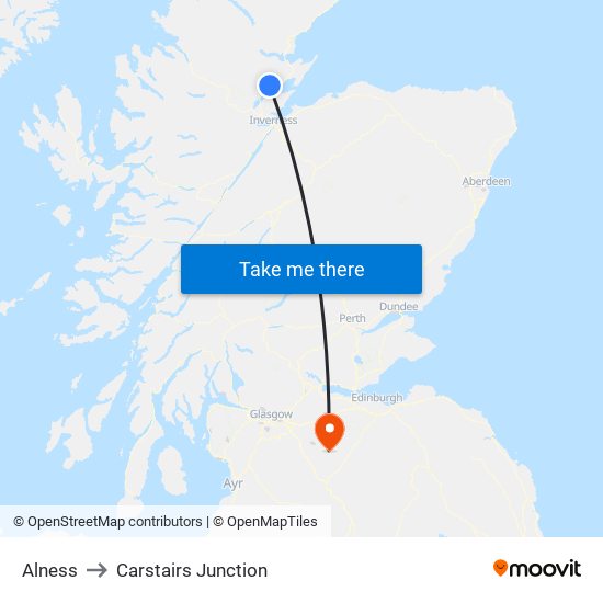 Alness to Carstairs Junction map