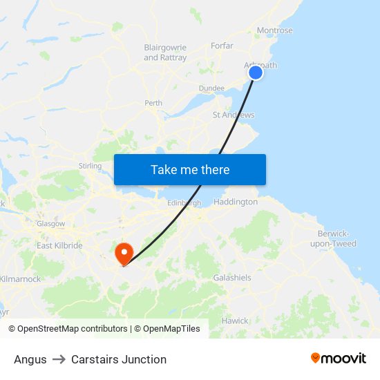 Angus to Carstairs Junction map