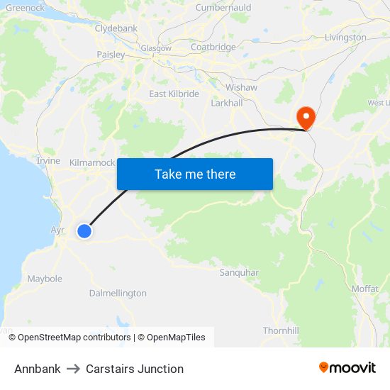 Annbank to Carstairs Junction map