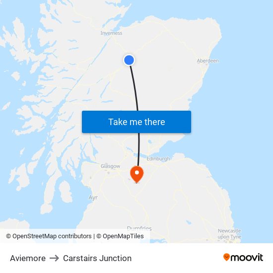 Aviemore to Carstairs Junction map