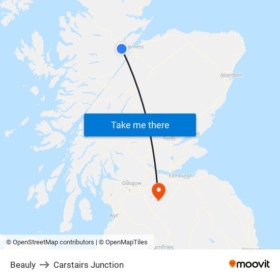 Beauly to Carstairs Junction map