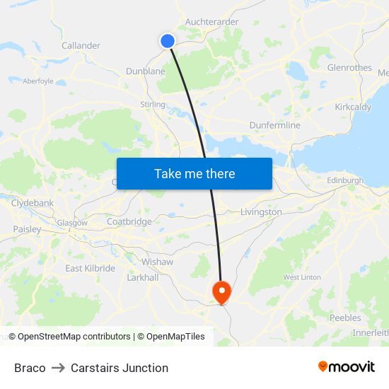 Braco to Carstairs Junction map