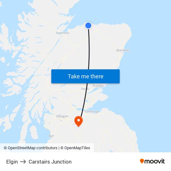 Elgin to Carstairs Junction map