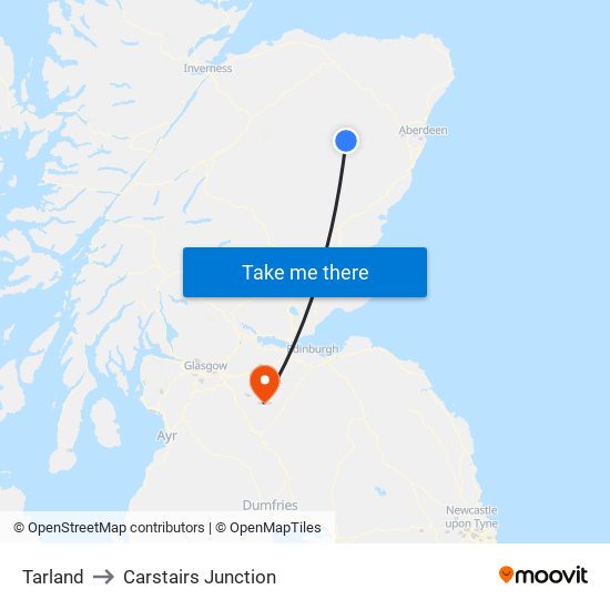 Tarland to Carstairs Junction map