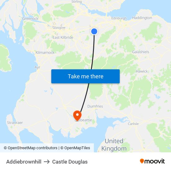Addiebrownhill to Castle Douglas map