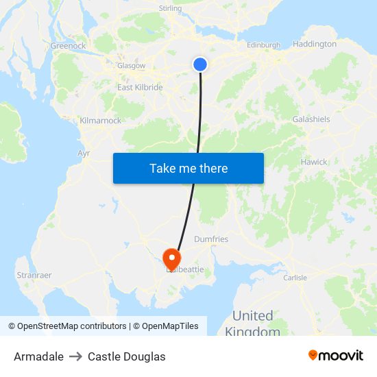 Armadale to Castle Douglas map