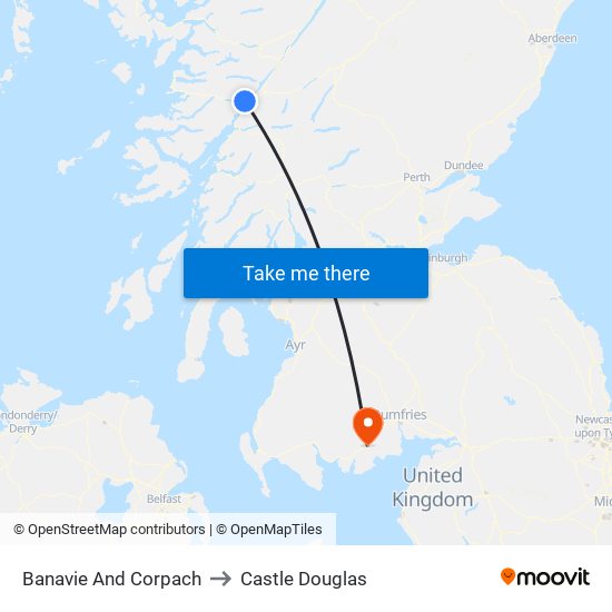 Banavie And Corpach to Castle Douglas map