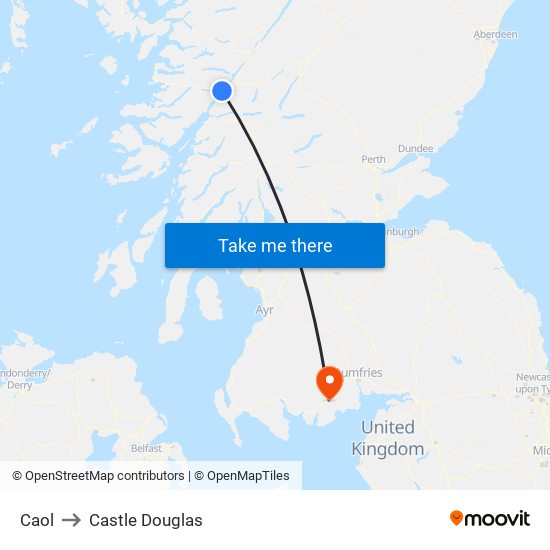 Caol to Castle Douglas map