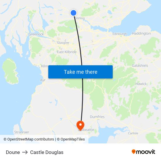 Doune to Castle Douglas map