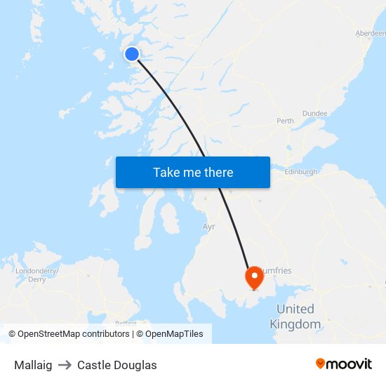 Mallaig to Castle Douglas map