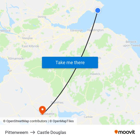 Pittenweem to Castle Douglas map