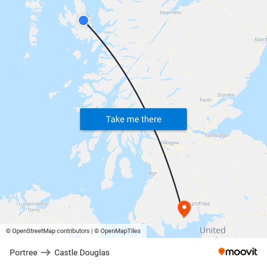 Portree to Castle Douglas map