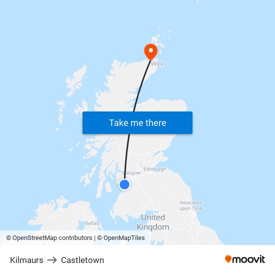 Kilmaurs to Castletown map