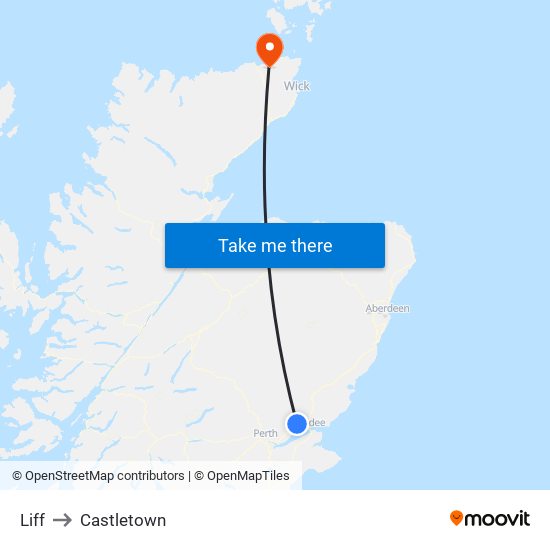 Liff to Castletown map