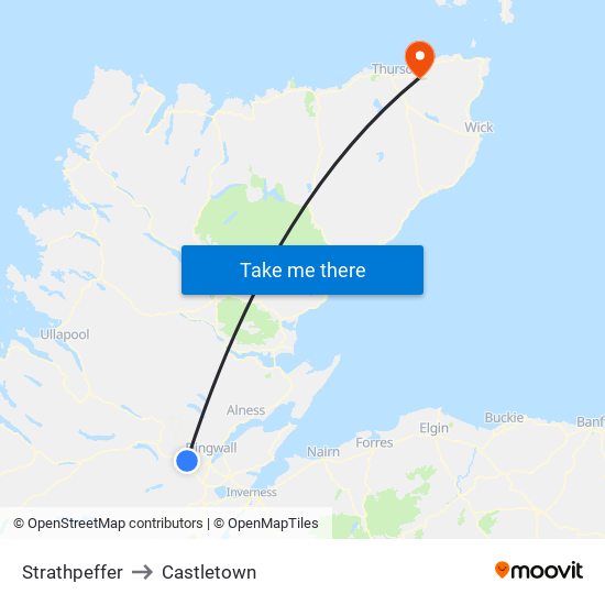 Strathpeffer to Castletown map