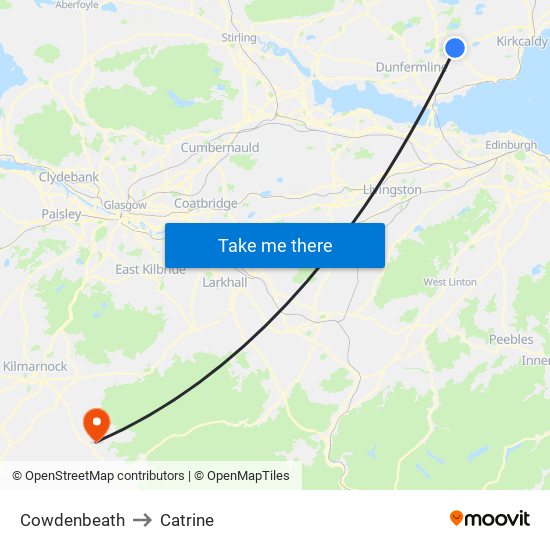 Cowdenbeath to Catrine map