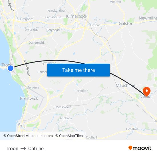 Troon to Catrine map