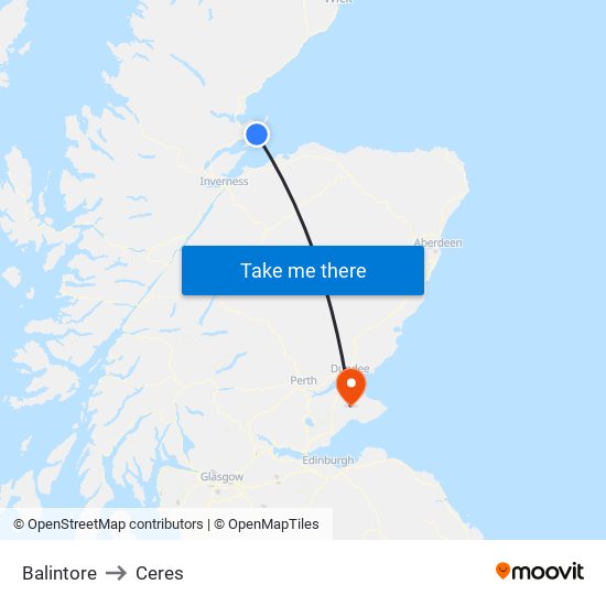 Balintore to Ceres map