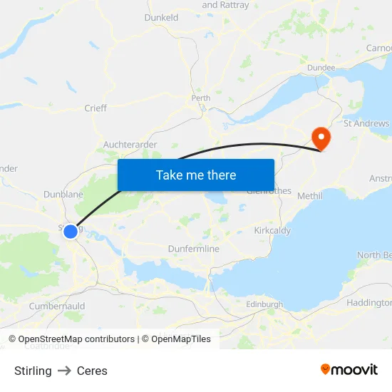 Stirling to Ceres map