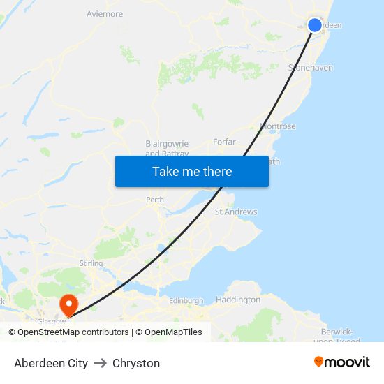 Aberdeen City to Chryston map