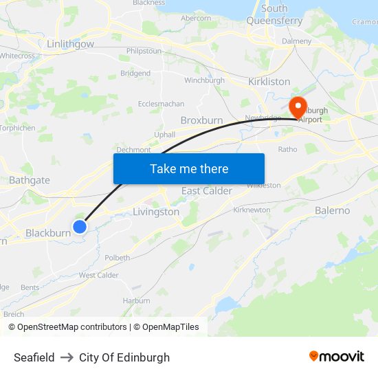 Seafield to City Of Edinburgh map