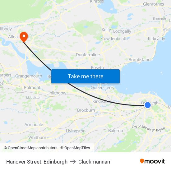 Hanover Street, Edinburgh to Clackmannan map