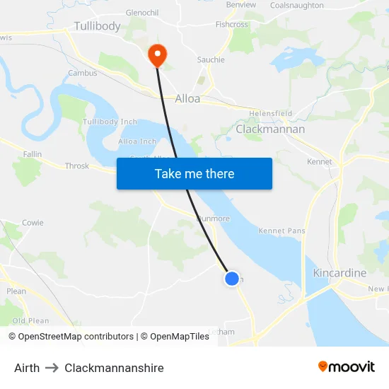 Airth to Clackmannanshire map