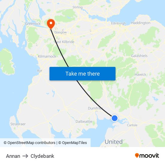 Annan to Clydebank map