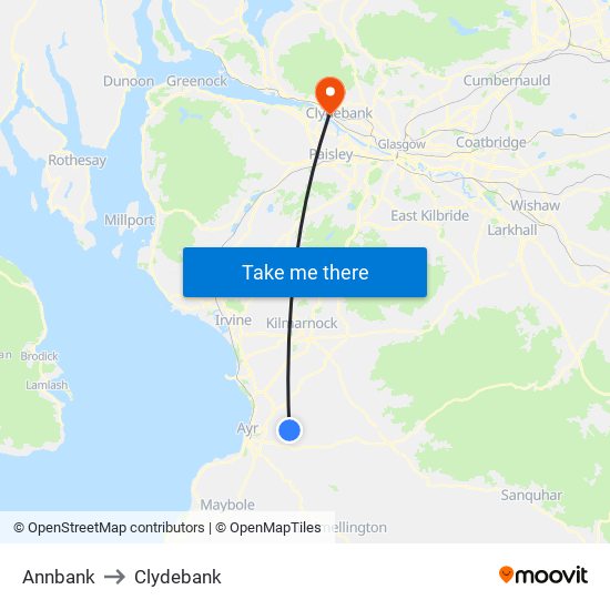 Annbank to Clydebank map