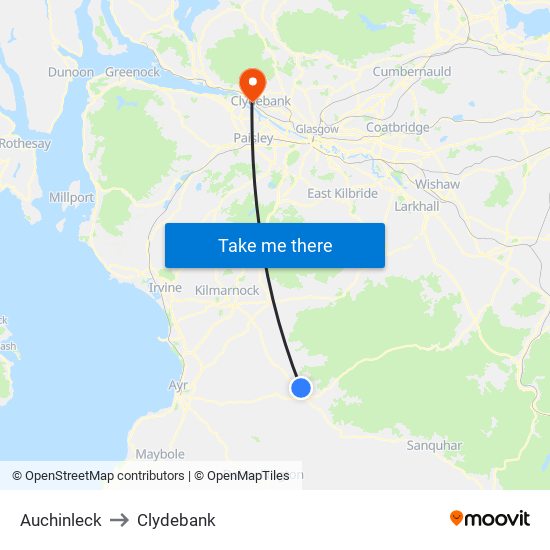 Auchinleck to Clydebank map